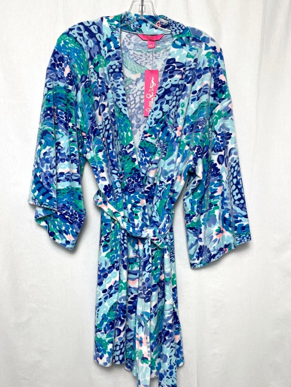 NWT Lilly Pulitzer Elaine Velour Robe Turquoise Oasis Wave After Wave